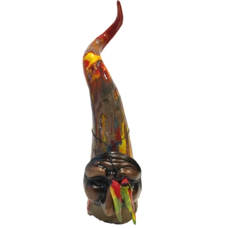 Corno di Pulcinella in ceramica multicolore 23 cm