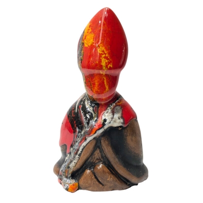 Busto San Gennaro rosso sfumato multicolore in terracotta 13 cm
