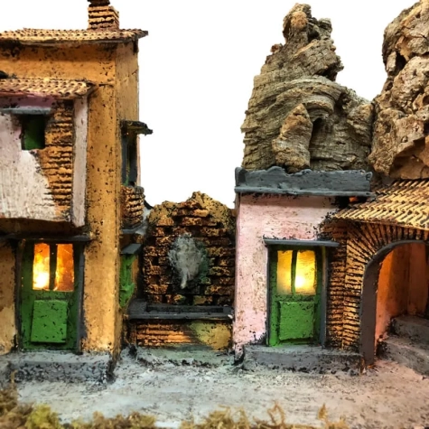 Presepe borgo napoletano con luci 39 cm 2
