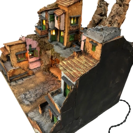 Presepe borgo napoletano con luci 39 cm