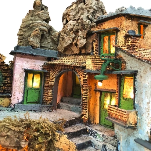 Presepe borgo napoletano con luci 39 cm
