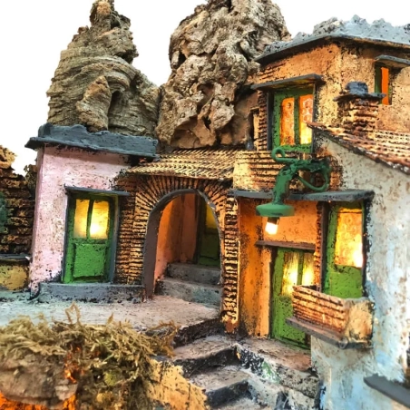 Presepe borgo napoletano con luci 39 cm