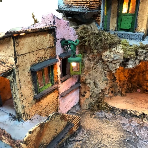 Presepe borgo napoletano con luci 39 cm