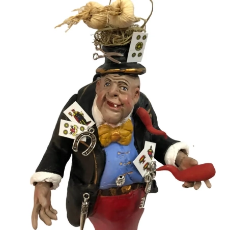 gobbo scio scio scartellato con corno portafortuna 22 cm