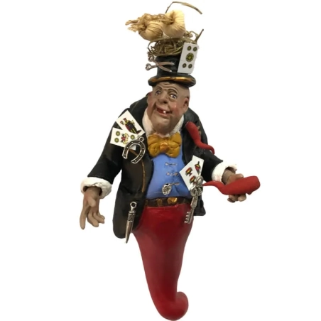 gobbo scio scio scartellato con corno portafortuna 22 cm