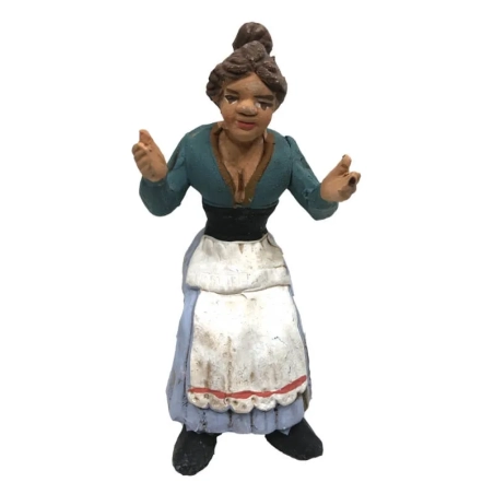 Donna in terracotta da sedere su sedia 10 cm