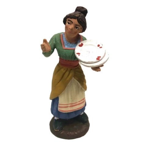 Donna che vende i piatti in terracotta 10 cm