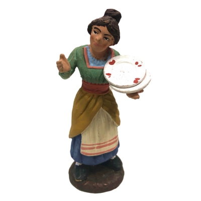 Donna che vende i piatti in terracotta 10 cm