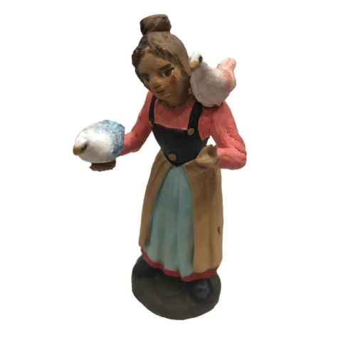 Donna con uccellini in terracotta 10 cm