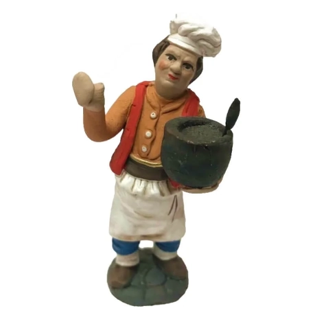 Cuoco con pentola in terracotta 10 cm