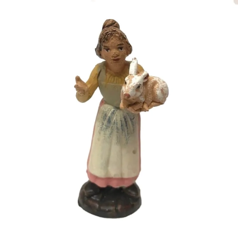 Contadina con coniglio in terracotta 10 cm