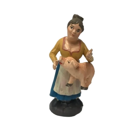 Contadina con porcellino in terracotta 10 cm