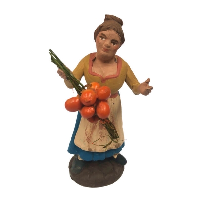 Donna con ceppo di arance in terracotta 10 cm