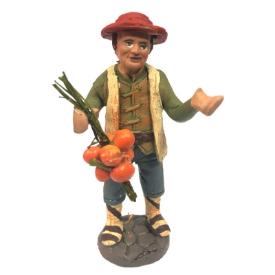 Uomo con ceppo di arance in terracotta 10 cm