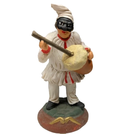 Pulcinella in terracotta con putipù 7 cm