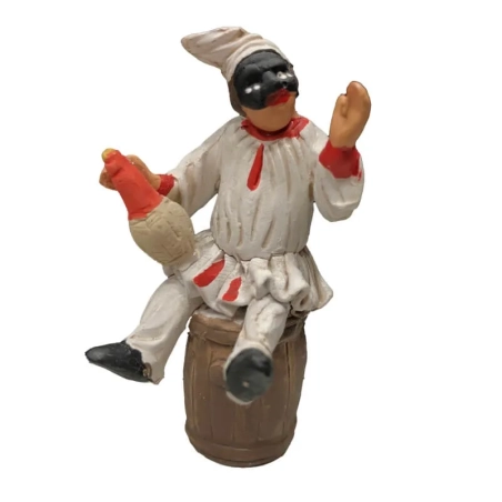 Pulcinella in terracotta con tamburello 7 cm