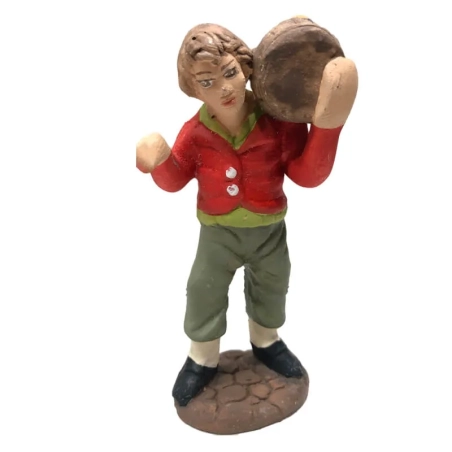 Uomo con botte in terracotta 7 cm