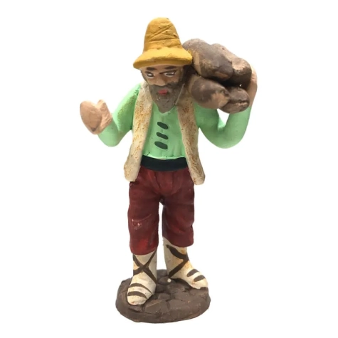 Uomo che trasporta legna in terracotta 7 cm