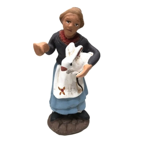 Contadina con coniglio in terracotta 7 cm