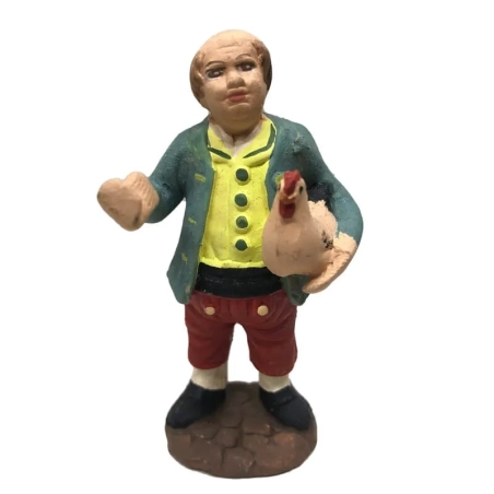 Contadino con gallina in terracotta 7 cm