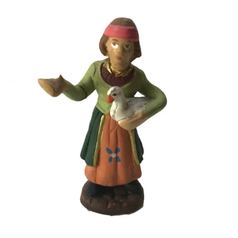 Contadina con oca in terracotta 7 cm