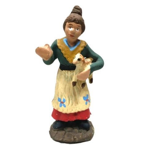 Uomo con pecora in terracotta 7 cm