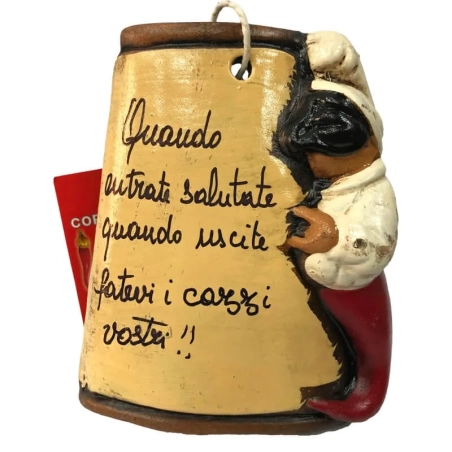 Tegola di Pulcinella con frase fortunata 10 cm