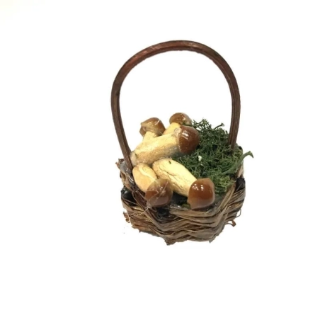 Cestino con funghi per pastori da 7 cm