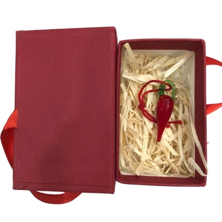 Corno in vetro 3 cm con scatola regalo