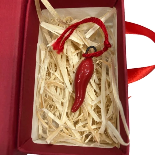 Corno in ceramica 3 cm con scatola regalo
