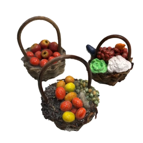 Set da 3 cestini con frutta per pastori da 7 a 10 cm