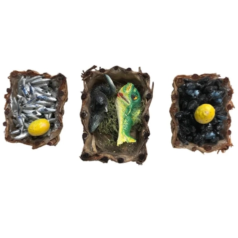 Set da 3 cestini con pesce per pastori da 10 cm