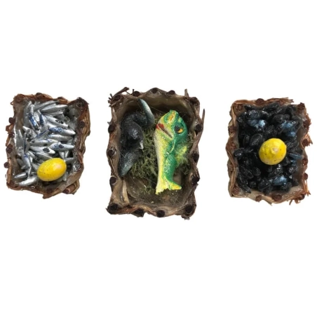 Set da 3 cestini con pesce per pastori da 10 cm