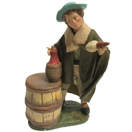 Ubriacone in terracotta con vestiti di stoffa 12 cm