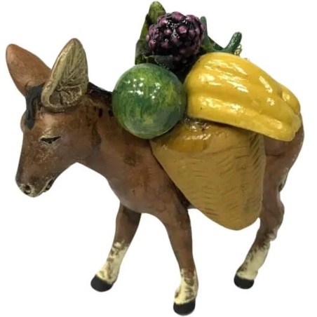 Asino che trasporta frutta in terracotta 10 cm