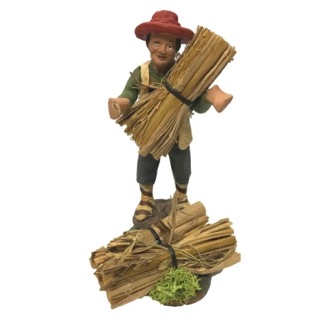 Contadino con fascine in terracotta 10 cm