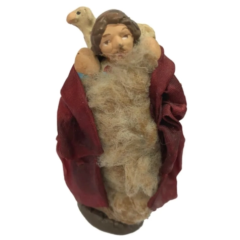 Pastore in terracotta con vestiti di stoffa 7 cm